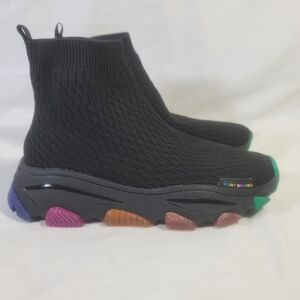 Kurt Geiger Black Knit Sneakers with Multicolor Sole